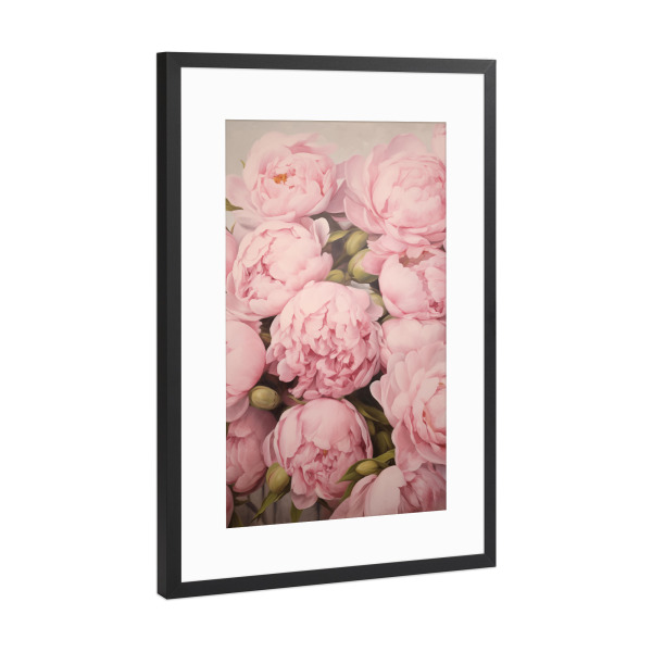 Poster mit Rahmen Schwarz (Metallic) "Harmonische Pfingstrosen" artboxONE - Natur,Floral,Liebe