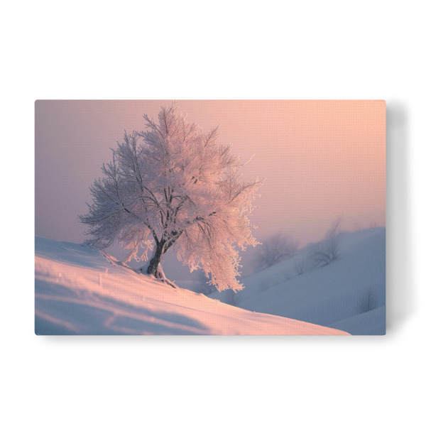 Leinwandbild "Gefrorenes Baumfoto" artboxONE - Natur,Weihnachten - Bokeh,Nebel,Frisch,Gefroren,Eis,Natur,Foto,Schnee,Sonnenaufgang,Baum,Winter