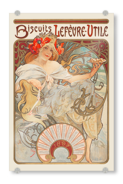 Acrylglasbild "Mucha - Biscuits Lefèvre Utile" artboxONE - Floral,Menschen,Fashion