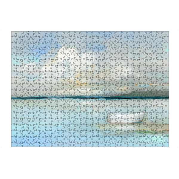 Puzzle Ravensburger "Tag des Angelns" artboxONE - Natur,Reise / Strand und Meer - Boot,Meer,Küste - Bild boot