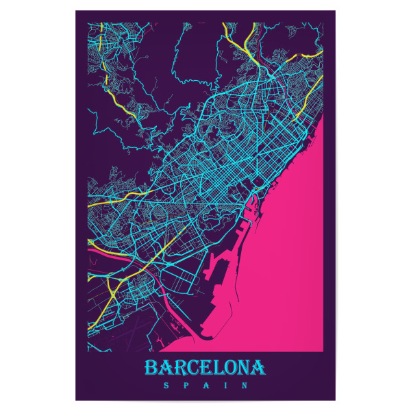 Poster 30x20 cm "Barcelona City" artboxONE - Städte / Barcelona,Kartografie