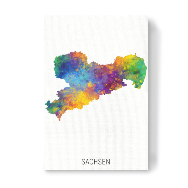 Leinwandbild "Sachsen-Aquarell-Landkarte" artboxONE - Kartografie - Sachsen,Karte,Aquarell,Malerei,Landeskarte,Deutschland