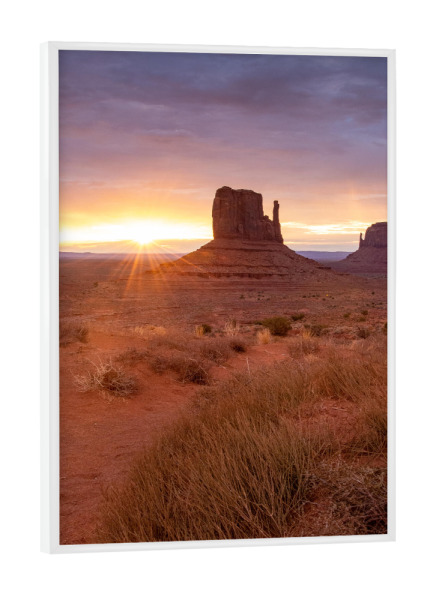 Poster mit weißem Rahmen "Sonnenaufgang im Monument Valley" artboxONE - Natur,Reise,Reise / Länder