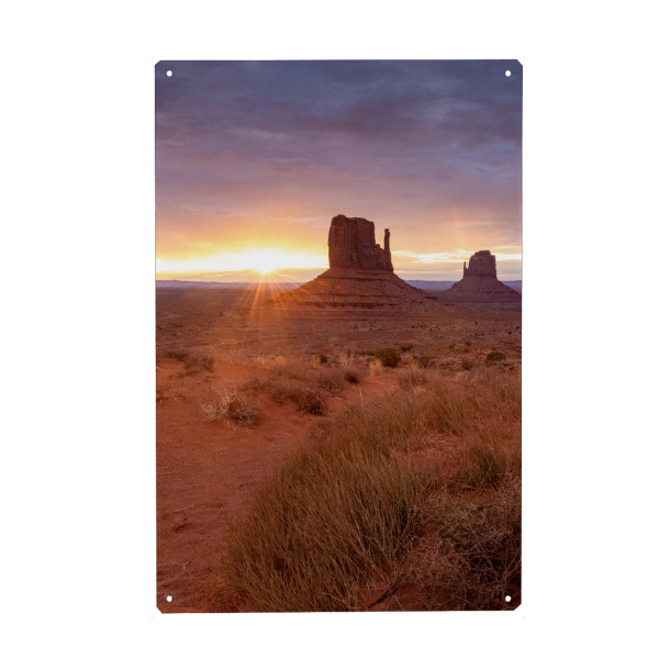 Metall Poster "Sonnenaufgang im Monument Valley" artboxONE - Natur,Reise,Reise / Länder - Sonnenaufgang,Naturfotografie,Reisefotografie,Reisen