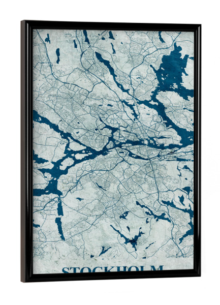 Poster mit schwarzem Rahmen "Vintage City Stockholm" artboxONE - Städte / Stockholm,Kartografie