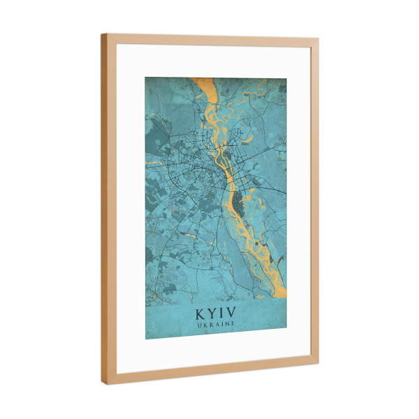 Poster mit Rahmen Kupfer "Kiew Vintage City" artboxONE - Städte / Weitere,Kartografie