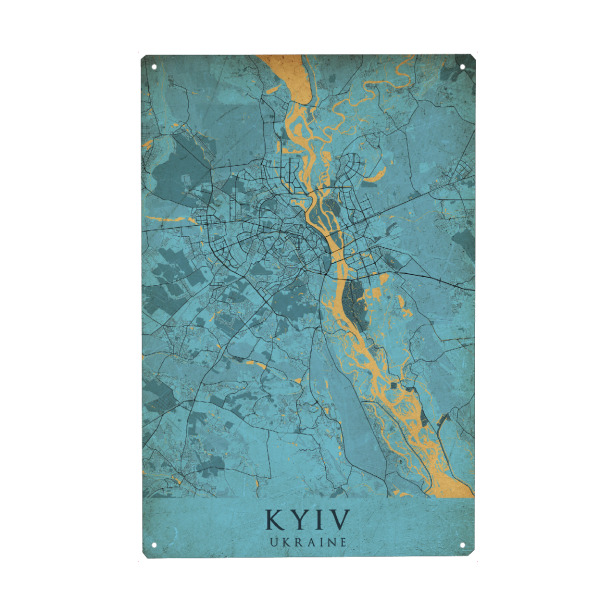 Metall Poster "Kiew Vintage City" artboxONE - Städte / Weitere,Kartografie