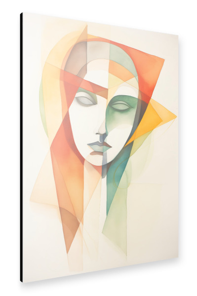 Alu-Dibond "Geometrische Aquarellfrau" 30x20 cm artboxONE