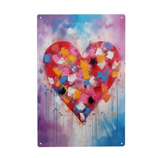 Metall Poster "Großes buntes Herz" artboxONE - Liebe