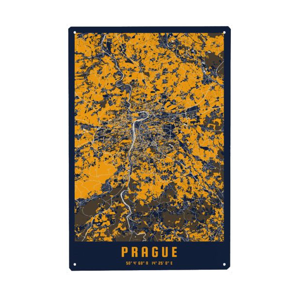 Holzbild "Prag als Stadtplan" artboxONE - Städte / Prag,Kartografie
