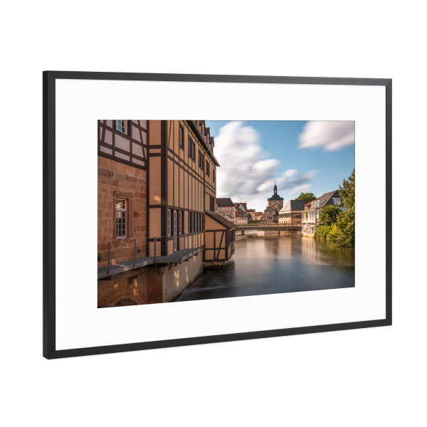 Poster mit Rahmen Schwarz (Metallic) "Bamberg Regnitz" artboxONE - Städte,Architektur