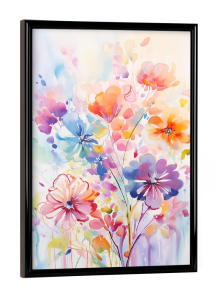 Poster mit schwarzem Rahmen "Bemalte florale Elemente" artboxONE - Floral,Abstrakt