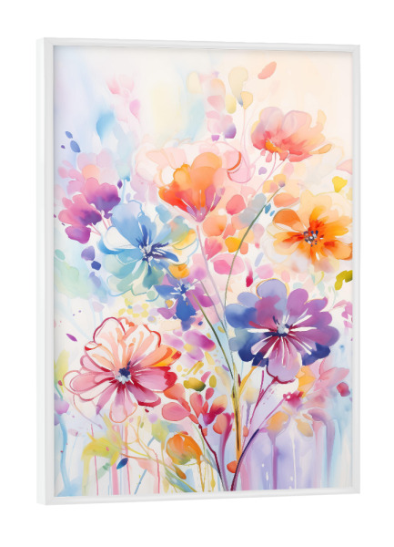 Poster mit weißem Rahmen "Bemalte florale Elemente" artboxONE - Floral,Abstrakt
