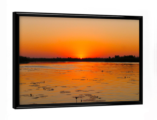 Poster mit schwarzem Rahmen "An Okavango Sunset" artboxONE - Natur,Reise,Reise / Afrika,Reise / Länder