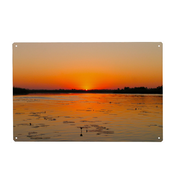 Metall Poster "An Okavango Sunset" artboxONE - Natur,Reise,Reise / Afrika,Reise / Länder