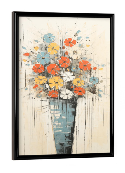 Poster mit schwarzem Rahmen "Gemälde einer Vase mit Blumen" artboxONE - Floral