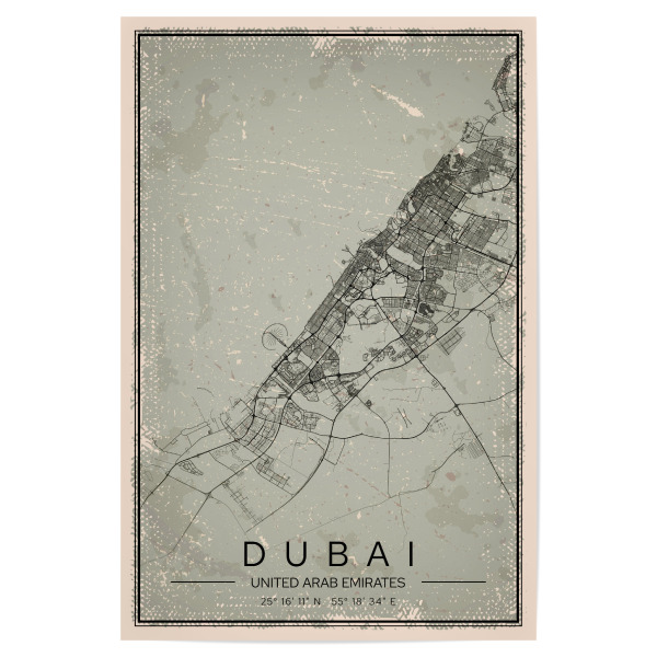 Poster 30x20 cm "Dubai Stadt Vintage" artboxONE - Städte / Dubai,Kartografie
