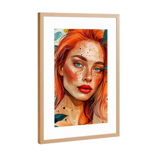 Poster mit Rahmen Kupfer "Frauenleben - Neugier" artboxONE - Menschen,Liebe - Frau,Mädchen,Dame,Aquarell,Stillleben
