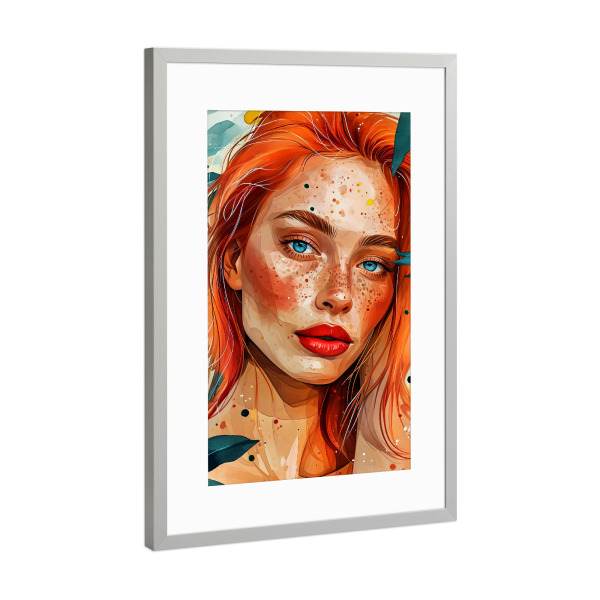 Poster mit Rahmen Silber "Frauenleben - Neugier" artboxONE - Menschen,Liebe - Frau,Mädchen,Dame,Aquarell,Stillleben