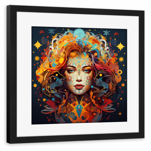 Poster mit Rahmen schwarz "Sternzeichen-Frau" artboxONE - Menschen,Liebe,Fashion,Für Mama - Sternzeichen,Sternzeichen,Sternzeichen,Frau,Porträt