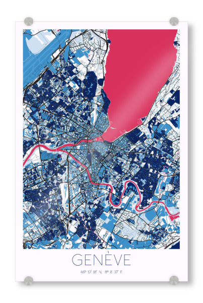 Acrylglasbild "Genève Stadtplan" artboxONE - Städte,Kartografie