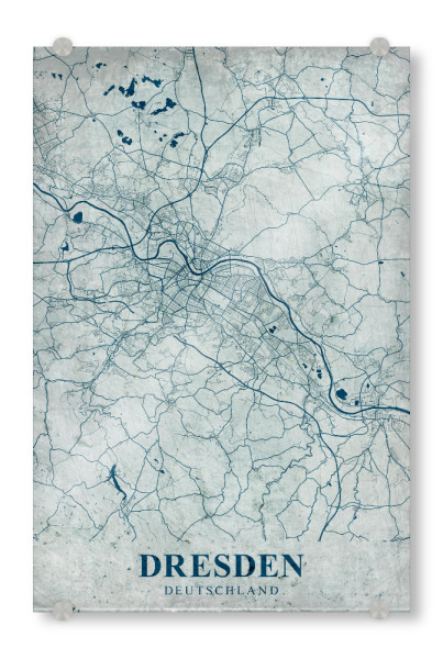Acrylglasbild "Dresdner Vintage Stadtplan" artboxONE - Städte / Dresden,Kartografie