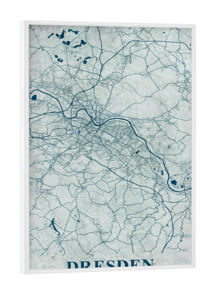 Poster mit weißem Rahmen "Dresdner Vintage Stadtplan" artboxONE - Städte / Dresden,Kartografie