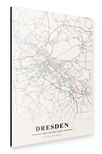 Alu-Dibond "Stadtplan von Dresden" 30x20 cm artboxONE