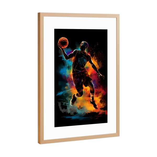 Poster mit Rahmen Kupfer "Basketball Colorful 2 (matart)" artboxONE - Sport