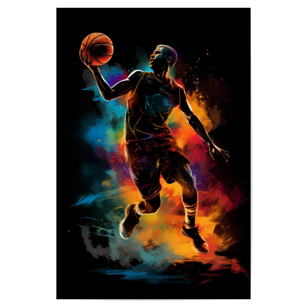 Poster 30x20 cm "Basketball Colorful 2 (matart)" artboxONE - Sport - Basketball,Korb,Ball,Basketballspieler,Nba,Spieler,Mannschaft,Sport,Bunt,Aquarell