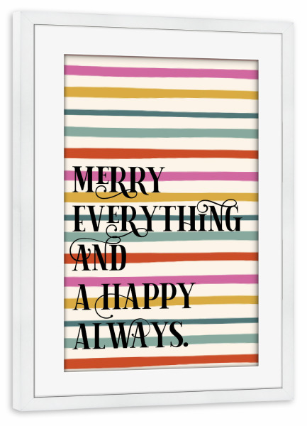 Poster mit Rahmen weiß "Bunt Alles fröhlich" artboxONE - Typografie,Weihnachten,Lustig
