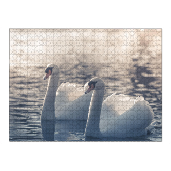 Puzzle Ravensburger "Höckerschwäne" artboxONE - Natur,Tiere - Schwäne,Schwan,Höckerschwan,Cygnus,Vögel,Wasservögel,Weiß,Federn - Bild schwäne