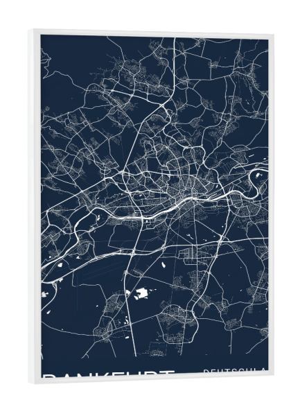 Poster mit weißem Rahmen "Frankfurter Stadtplan" artboxONE - Städte / Frankfurt,Kartografie