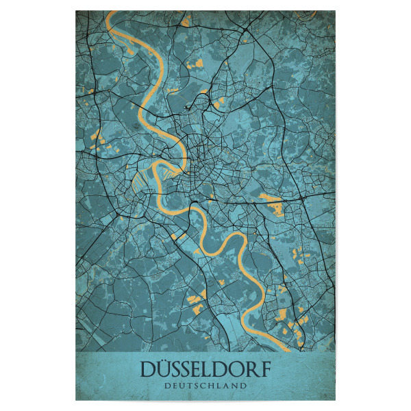 Poster "Düsseldorf als Vintage Stadtplan" artboxONE - Städte / Düsseldorf,Kartografie