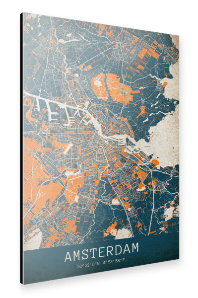 Alu-Dibond "Vintage City Map Amsterdam" 30x20 cm artboxONE