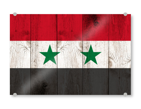 Acrylglasbild "Syria Flag" artboxONE - Reise,Reise / Asien,Reise / Länder - Syria,Syrien,Vintage,Flag,Flagge,Asien,Holz,Fahne