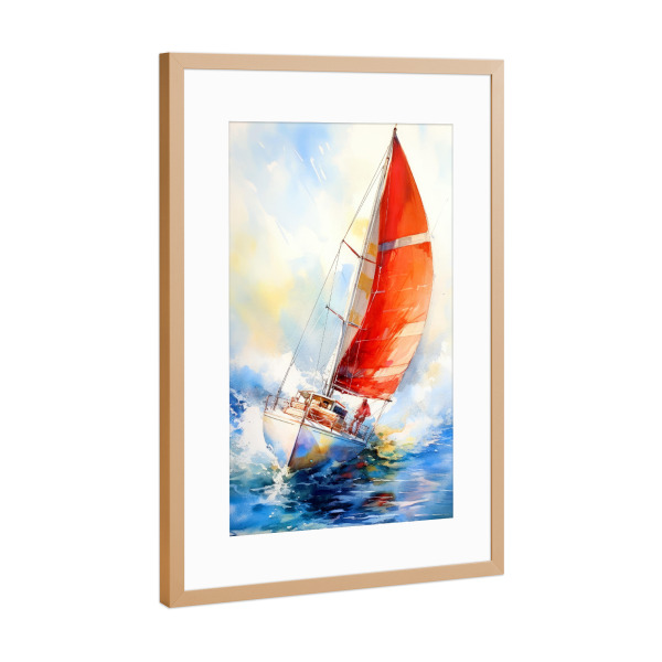 Poster mit Rahmen Kupfer "Segelboote Sportkunst E" artboxONE - Sport,Sport / Motivation - Segeln,Segelboot,Segelschiff,Sport,Aquarell