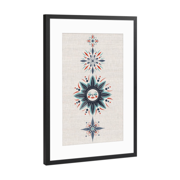 Poster mit Rahmen Schwarz (Metallic) "Winterhimmel" artboxONE - Abstrakt - Himmel,Magie,Sonne,Sterne,Schnee,Schneeflocke,Winter,Urlaub,Weihnachten