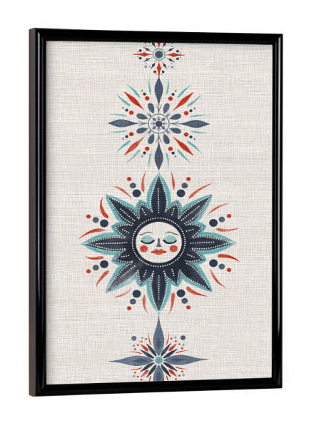 Poster mit schwarzem Rahmen "Winterhimmel" artboxONE - Abstrakt - Himmel,Magie,Sonne,Sterne,Schnee,Schneeflocke,Winter,Urlaub,Weihnachten