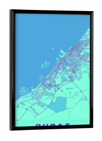 Poster mit schwarzem Rahmen "CityMap von Dubai" artboxONE - Städte / Dubai,Kartografie
