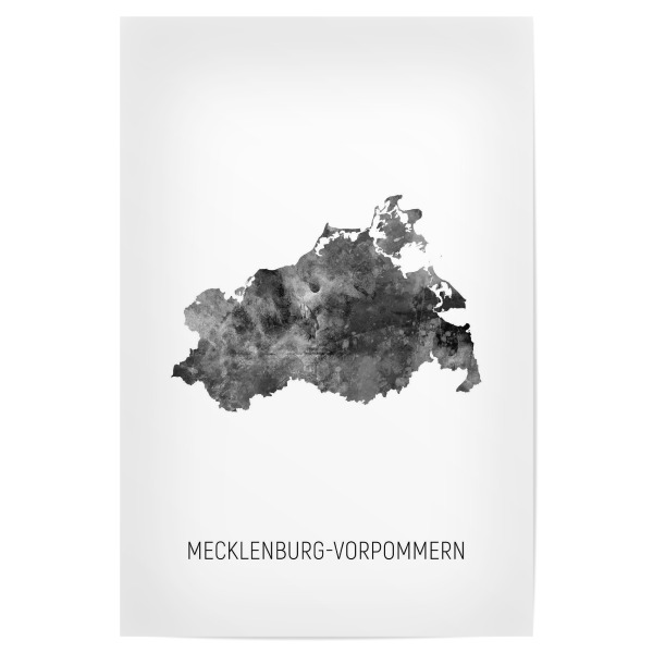 Poster 30x20 cm "Mecklenburg-Vorpommern Karte BW" artboxONE - Schwarzweiß,Kartografie