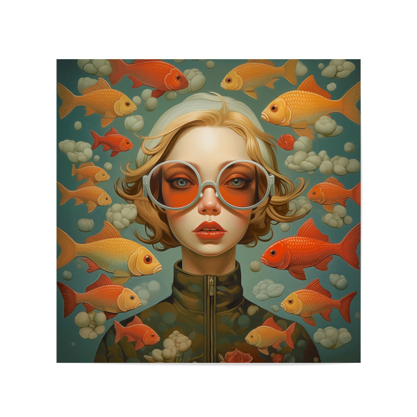 Poster 20x20 cm "Goldfisch Freunde" artboxONE - Tiere,Menschen,Unterwasser