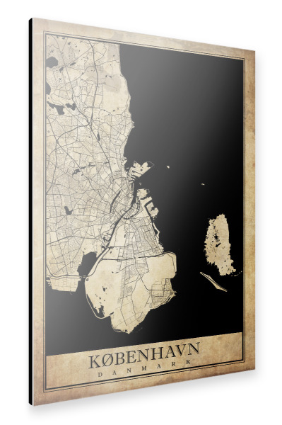 Alu-Dibond "København Vintage CityMap" 30x20 cm artboxONE