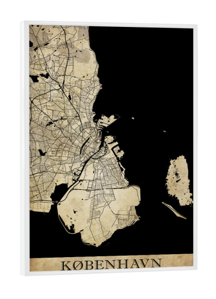 Poster mit weißem Rahmen "København Vintage CityMap" artboxONE - Städte / København,Kartografie