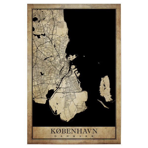 Poster "København Vintage CityMap" artboxONE - Städte / København,Kartografie