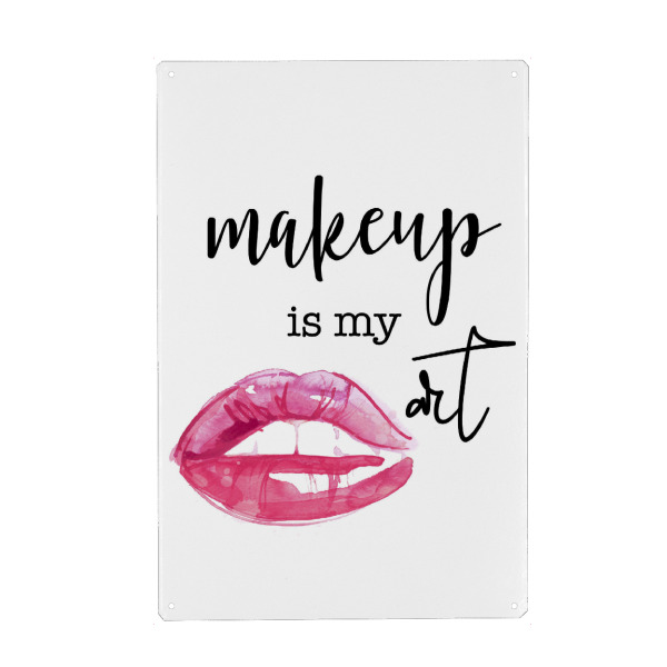 Holzbild "Make-up ist meine Kunst" artboxONE - Typografie,Fashion - Lippen,Make-up,Kunst,Typo,Typografie