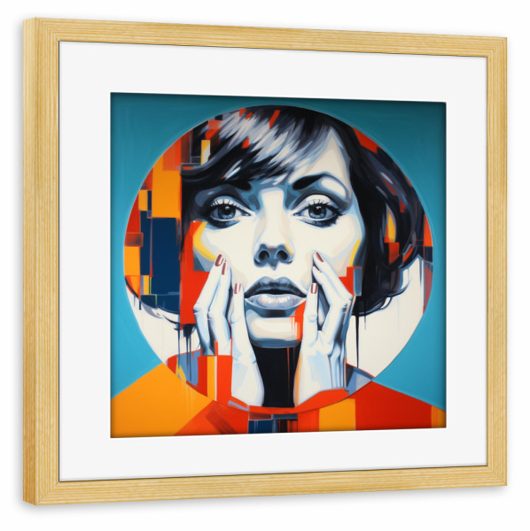 Poster mit Rahmen kiefer "REFLEXION DER FARBE ORANGE" artboxONE - Abstrakt,Fashion,Für Mama - Popart,Frau,Spiegel,Gesicht,Farben