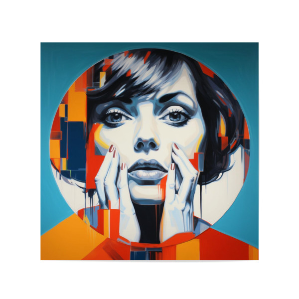 Poster 20x20 cm "REFLEXION DER FARBE ORANGE" artboxONE - Abstrakt,Fashion,Für Mama - Popart,Frau,Spiegel,Gesicht,Farben