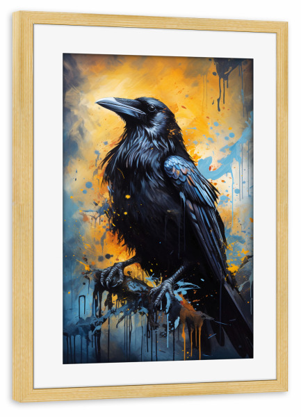 Poster mit Rahmen kiefer "Raven Fantasy (matart)" artboxONE - Tiere - Rabe,Raben,Tier,Tiere,Vogel,Vögel,Natur,Abstrakt,Fantasie