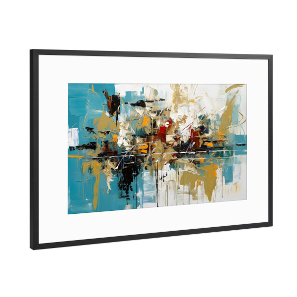 Poster mit Rahmen Schwarz (Metallic) "Abstrakte Explosion" artboxONE - Abstrakt,Geometrie,Marmor